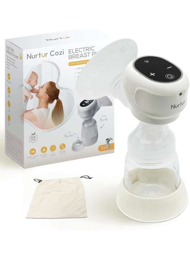 نورتر مضخة ثدي كهربائية لاسلكية قابلة للارتداء - شفاط حليب محمول وخفيف الوزن مع شاشة LCD - 3 أنظمة و9 مستويات شفط بدون ألم - سعة 180 مل (لون أبيض) - Image 1